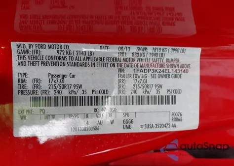 2014 Ford Focus Se z USA, uszkodzony, nr VIN 1FADP3K24EL143140